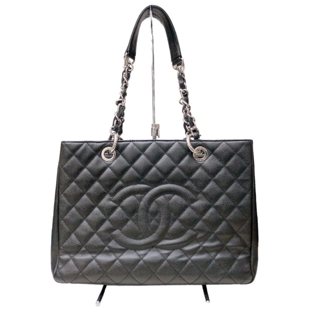 CHANEL GST Chain Tote Black Caviar Skin Shoulder Bag